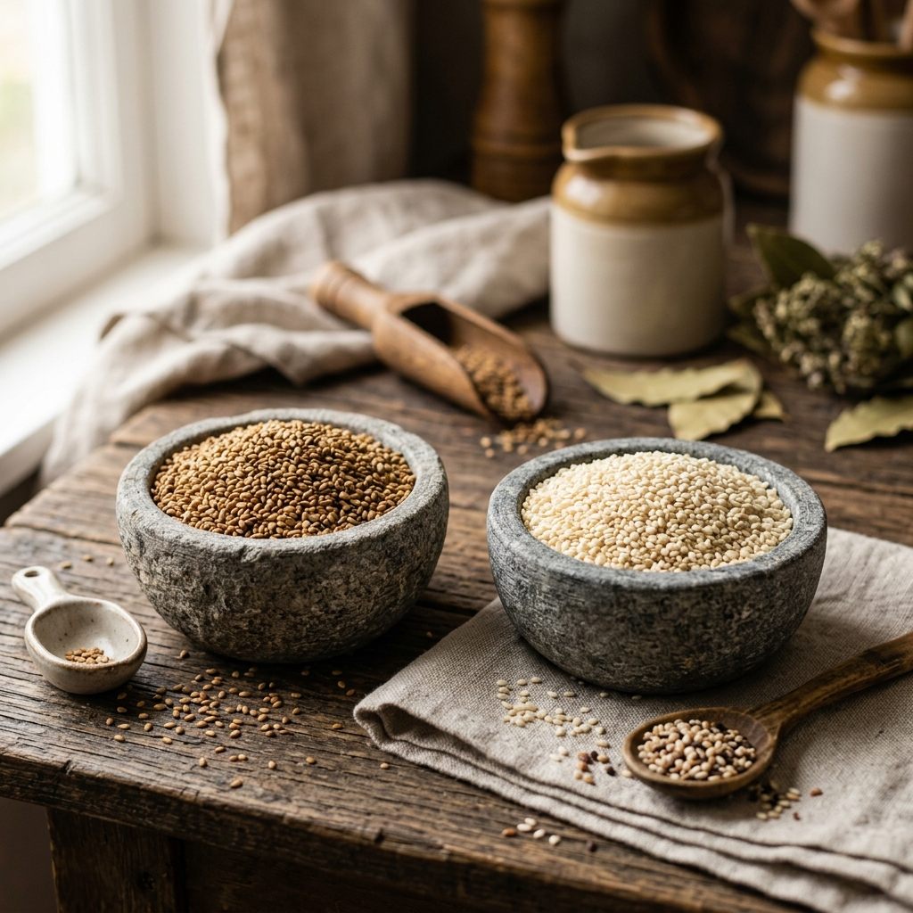 Hulled and natural sesame seeds